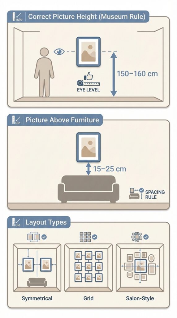Bilder richtig aufhängen – einfache Tipps für harmonische Wände